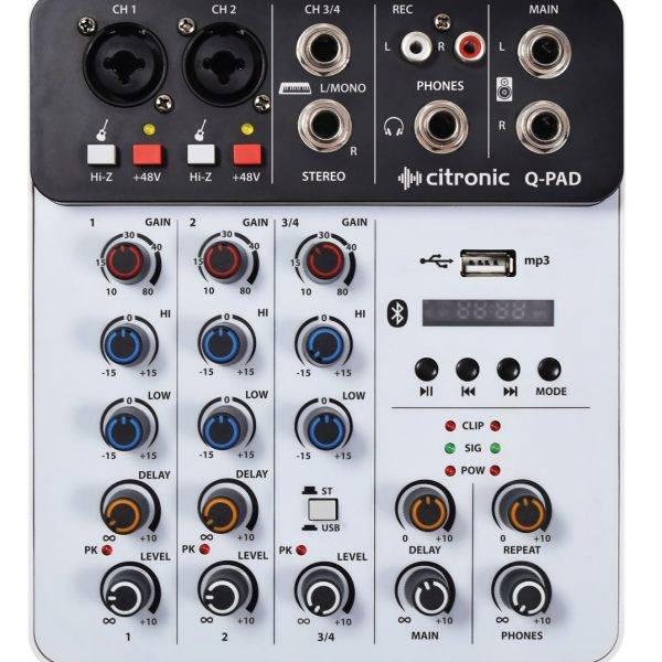 Citronic Mixer Studio QPAD 2ch BT/USB Play-Rec 170.814UK