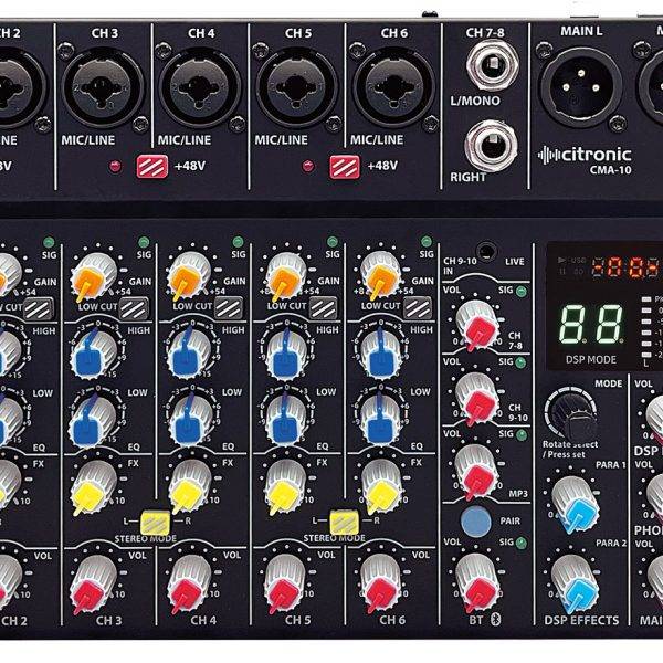 Citronic CMA-10 8ch Mixer with DSP/BT/PC/USB Play-Rec 170.866UK