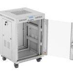 Lanberg Free Standing Cabinet 19'' with Glass Door 15U 60cm Ventilation Panel with LCD, 2 Fans & Thermostat Grey (not assebled)