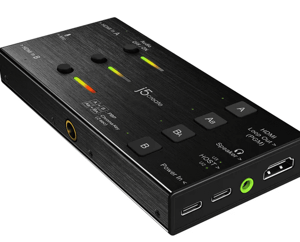 j5create Capture Card Dual HDMI to USB-C/A 1080p 3.5mm/DSLR/PD Windows/Android JVA06