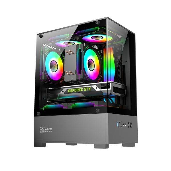 Armaggeddon Gaming Case M-ATX AQUARON Duplex ONE Black + 3xARGB