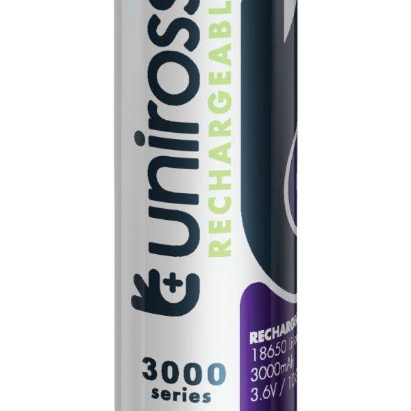 Uniross Rechargeable 18650 UBFT1830SP Lithium Battery 3000 Flat Top