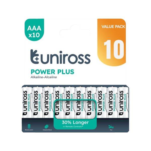 Uniross Alkaline AAA Power Plus Value Pack 10 Pcs (New)