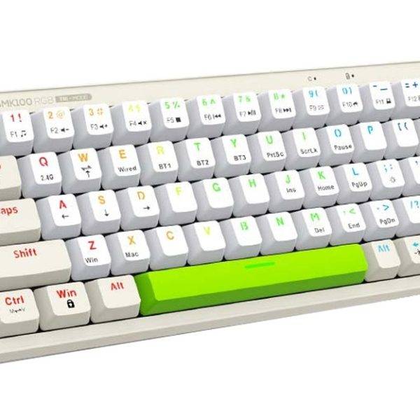 Armaggeddon GMK-100 Tri-Mode (2.4GHz+BT+USB-C) Mechanical Gaming Keyboard 63 Keys Linear (Red) Spring White