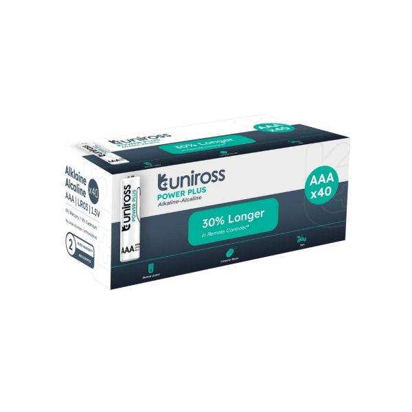 Uniross Alkaline AAA Power Plus Box of 40 Pcs (New)
