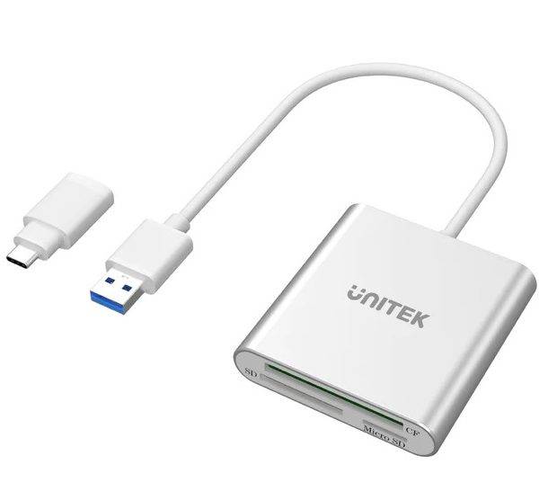Unitek Y-9313D USB-A/C 3.0 Aluminium SD/Micro SD/CF Card Reader