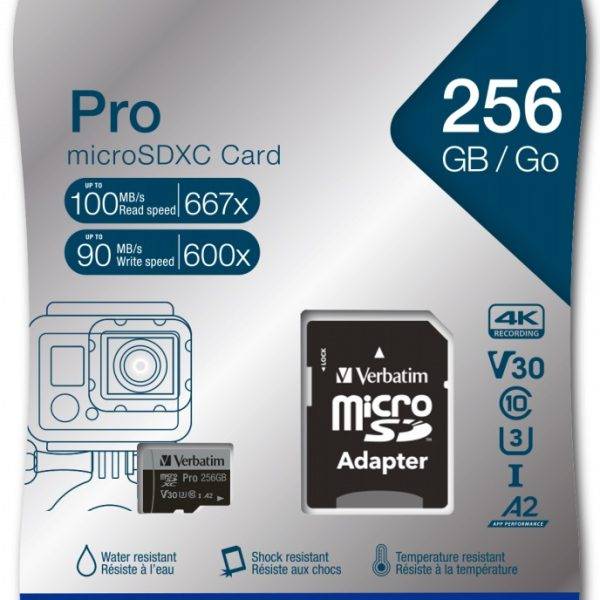 Verbatim Micro SD Card+Adapter Class10 U3 256GB
