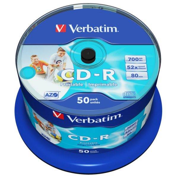 Verbatim CD-R 700MB 52X 50-Pack Spindle Printable 43438