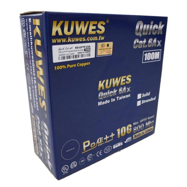 Kuwes CAT6A FTP Pure Copper Indoor 100m Grey
