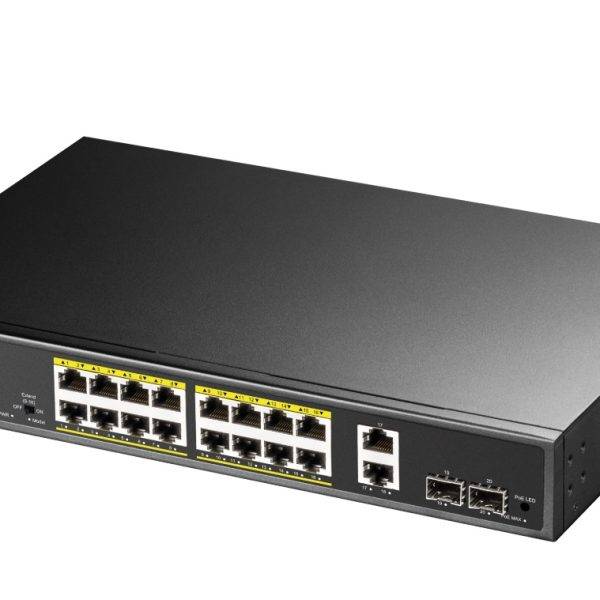 Cudy Switch PoE Gigabit 16PoE + 2GbE + 2SFP Uplink 200W R/M GS1018PS2