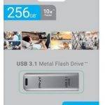 PNY Flash Drive Elite Steel USB 3.1 Stick 256GB Capless Slider Black FD256ESTEEL31G