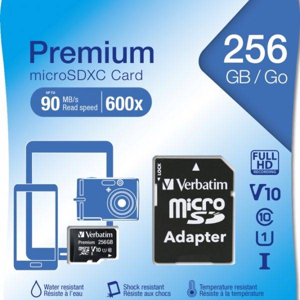 Verbatim Micro SD Card+Adapter Class10 U1 256GB