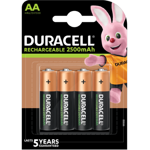 Duracell Rechargeable AA Batteries 2500mah 4pcs