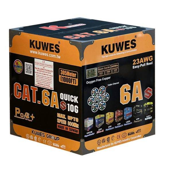 Kuwes CAT6A 23AWG Pure Copper Indoor 305m Grey