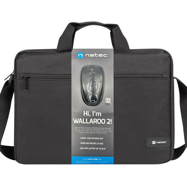 Natec WALLAROO2 15.6'' Laptop Bag with Wireless Mouse Black