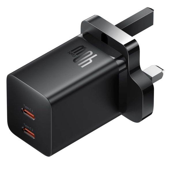 Baseus Charger Wall 40W USB-Cx2 UK MINI GaN5 Black