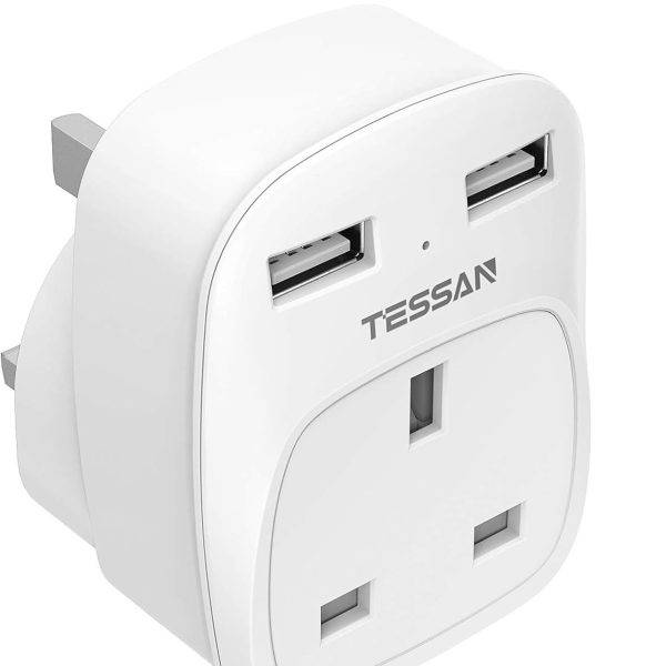 Tessan Gang plug Through UK Charger 2 USB A 13A TS-821-UK