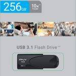 PNY Flash Drive Attache 4 USB 3.1 Stick 256GB Capless Slider Black FD256ATT431KK
