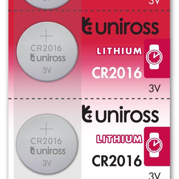 Uniross CR2016 Button Cell Lithium Battery (5pack)