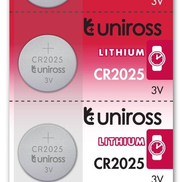 Uniross CR2025 Button Cell Lithium Battery (5pack)