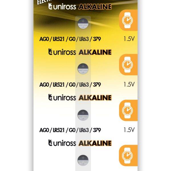 Uniross LR521 AG0 LR63 Alkaline Coin Battery (5pack)