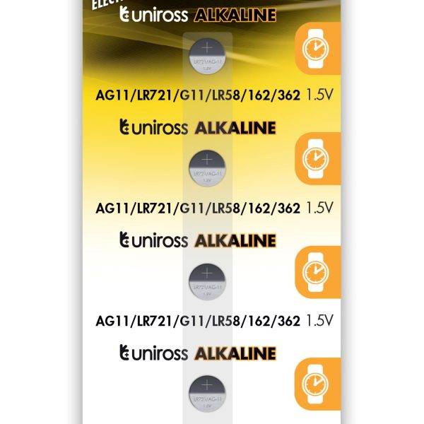 Uniross LR721 AG11 LR58 Alkaline Coin Battery (5pack)