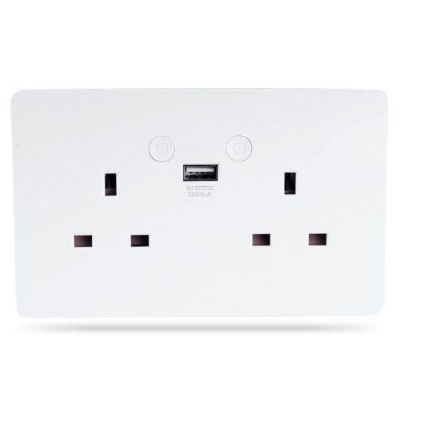 WOOX R4053 Wi-Fi Smart Wall Socket 2xUK Outlet & 1xUSB 5V/2.4A
