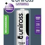 Uniross Rechargeable 18650BT Lithium Battery 3000mAh U1BT1830SP