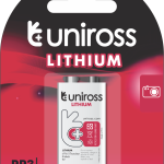 Uniross Lithium 9V Battery (PP3,6AM6,6LR61,6LF22,MN1604)