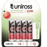 Uniross AA 2100 Hybrio Rechargable Batteries 4 Pcs