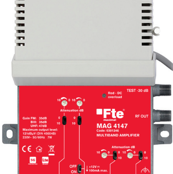 FTE MAG4147 Multiband Amplifier 2xUHF/VHF/FM 47/121dB