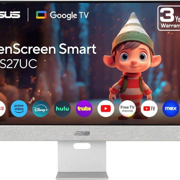 ASUS Monitor Smart 27" 4K Google TV, Chromecast, Speakers, USB-C/HDMI ZenScreen MS27UC