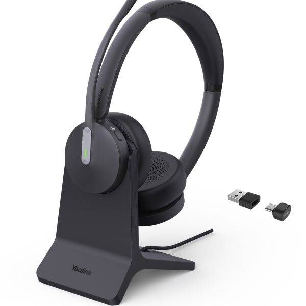 Yealink Headset Wireless Bluetooth 3-Mic NC with B/T Dongle & Charging Stand BH70 Dual Teams
