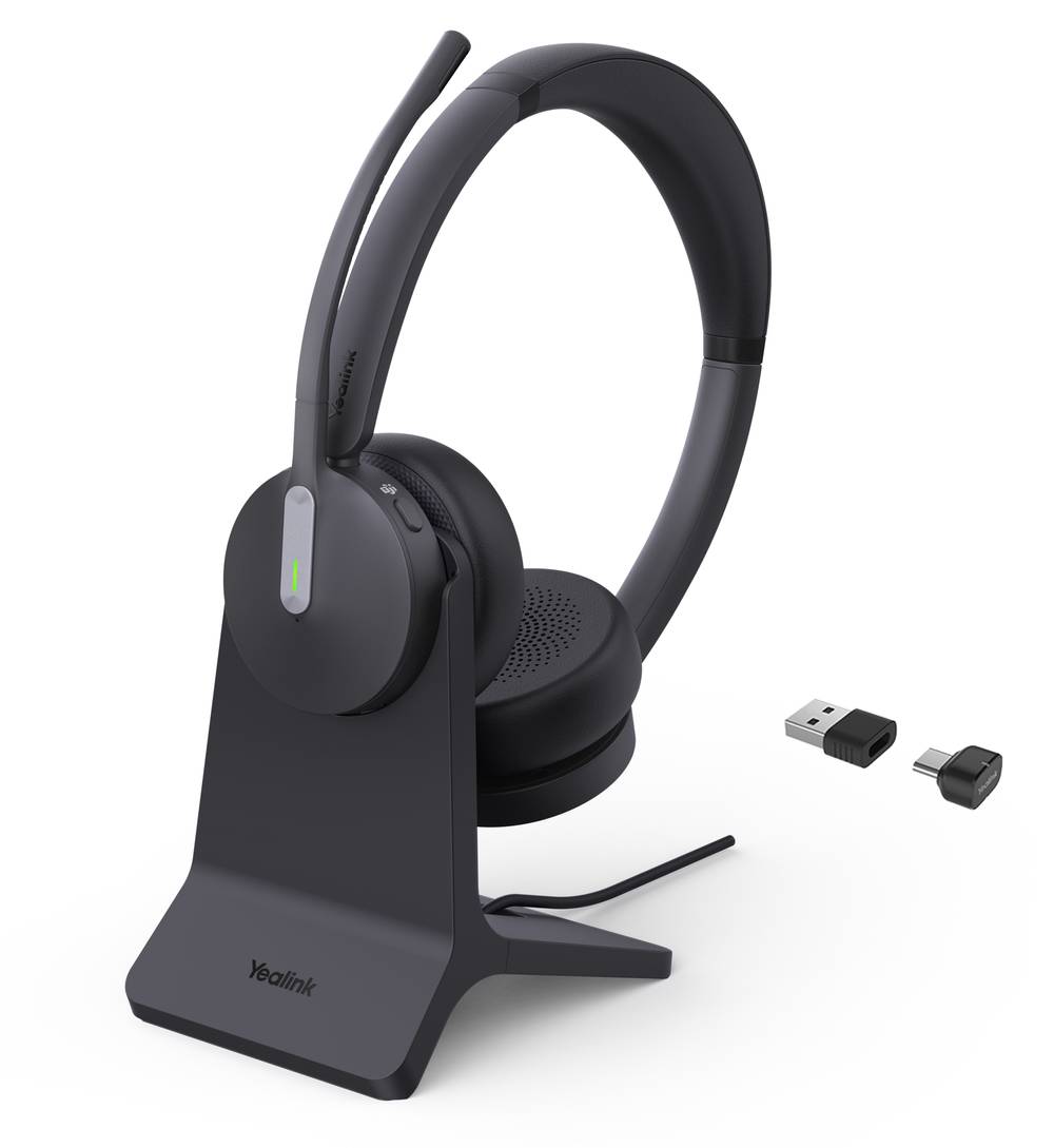 Yealink Headset Wireless Bluetooth 3-Mic NC with B/T Dongle & Charging Stand BH70 Dual Teams