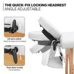 3-section white massage table with armrests and head cradle.