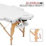 Foldable massage table with premium leather and wooden frame.