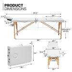 Portable massage table – white, foldable, wooden, ideal for mobile use.