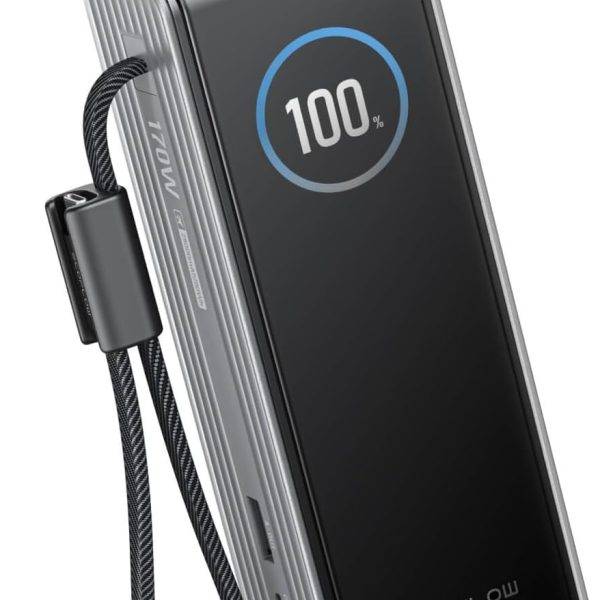 EcoFlow Charge Powerbank RAPID 25000mAh 170W + 100W Built-In & Retractable Cable Black