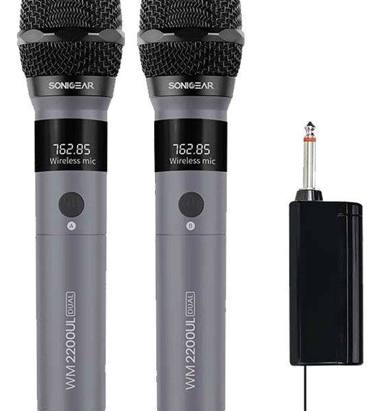 SonicGear Microphone Wireless 2xHandsets Rechargeable LED WM 2200UL DUAL Grigio