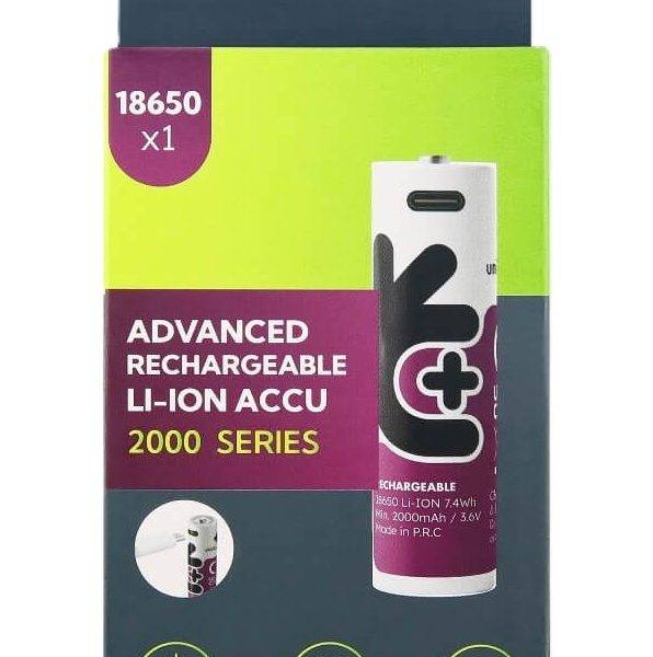 Uniross USB-C Rechargeable 18650 Lithium Battery 2000mah (1pc)