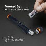 Uniross GX100 Penlight IPX4 Waterproof Torch 280 lumens 90m Beam (Incl 2xAA) - Image 4