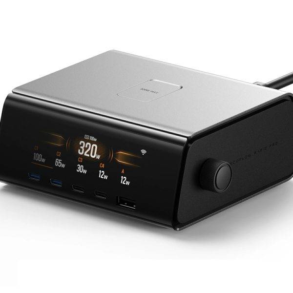 EcoFlow RAPID Pro Desktop Charger 320W - Can Charge 6 devices at once including RAPID Pro Powerbanks in 20mins - LCD Display & APP Control