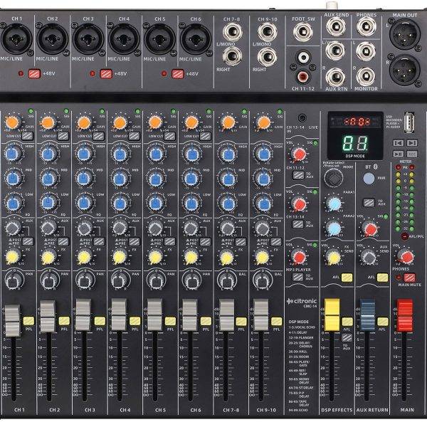 Citronic CMC-14 Live Mixer 14channels with DSP USB Play/Record Bluetooth PC/Mac Connect 170.940UK