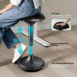 Lumivida Office Stool Ergonomic with Height Adjustale Fabric Upholstered Seat CH04-1 - Image 3