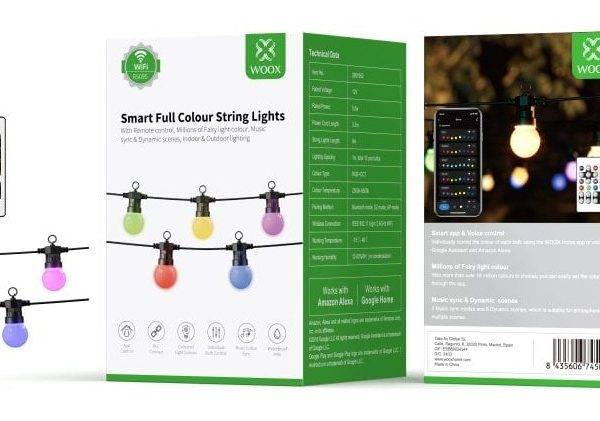 WOOX R5195 Smart LED Decorative String Light Bulbs IP65 RGB & CCT 9.0m Includes Remote Control
