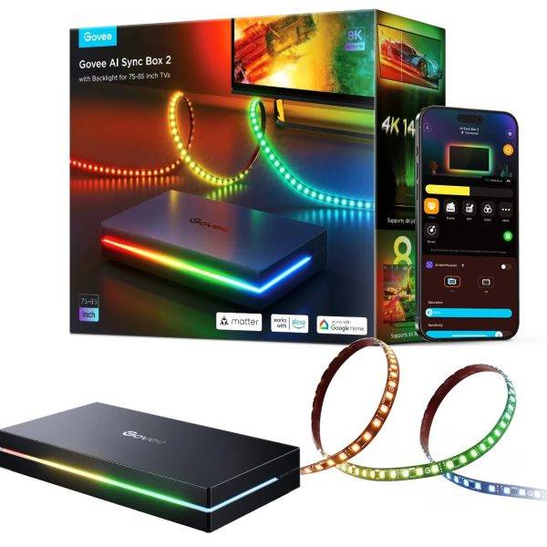 Govee TV AI Sync Box w/Strip Light for 75-85" Max 8K 240HZ (Matter) (UK)