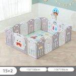 XXL playpen 150x188cm για μωρό σε γκρι λευκό με μπασκέτα και μουσικό παιχνίδι