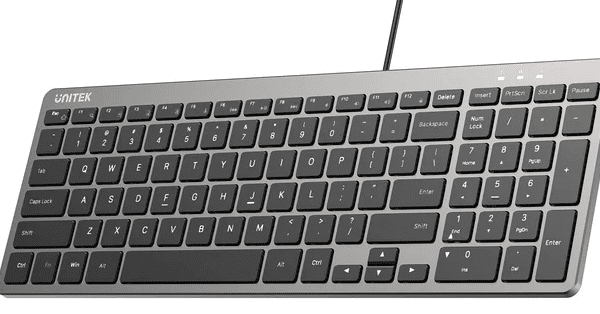 Unitek Keyboard Wired 99K USB-C/A English SlimTap T053 Space Grey