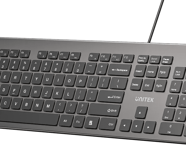 Unitek Keyboard Wired 104K USB-A English SlimTap T052 Space Grey