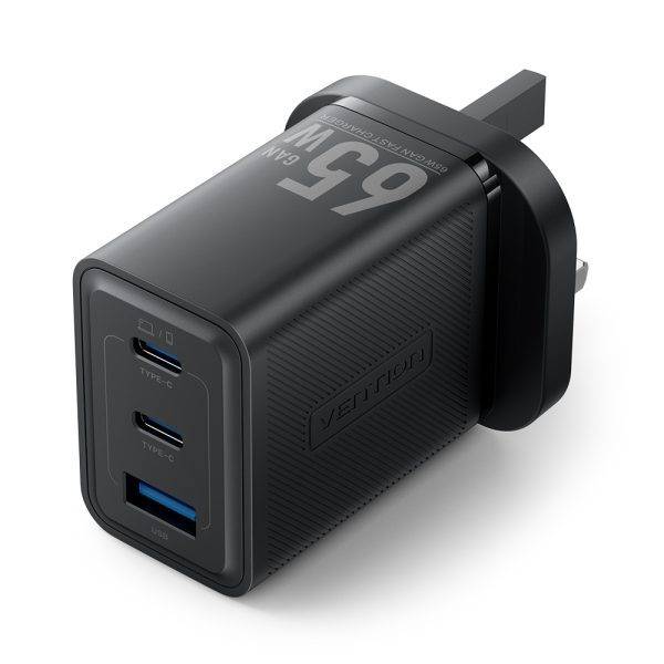 Vention Charger Wall GaN 65W 2xUSBC 1xUSBA Black FERB0-UK
